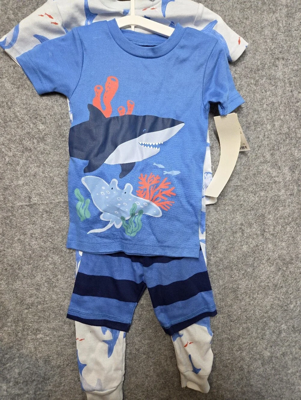 Carter's White and Blue Shark 4 Piece Pajama Set 3T Nwt